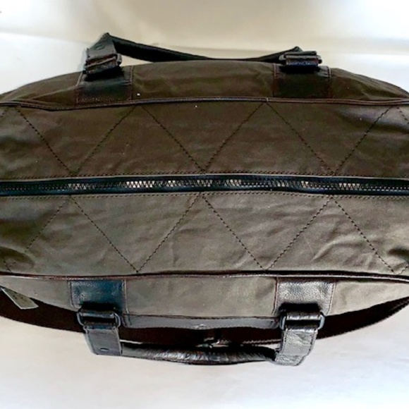 ZARA MAN WEEKENDER BROWN MOSS CANVAS TOTE BAG - Picture 4 of 5